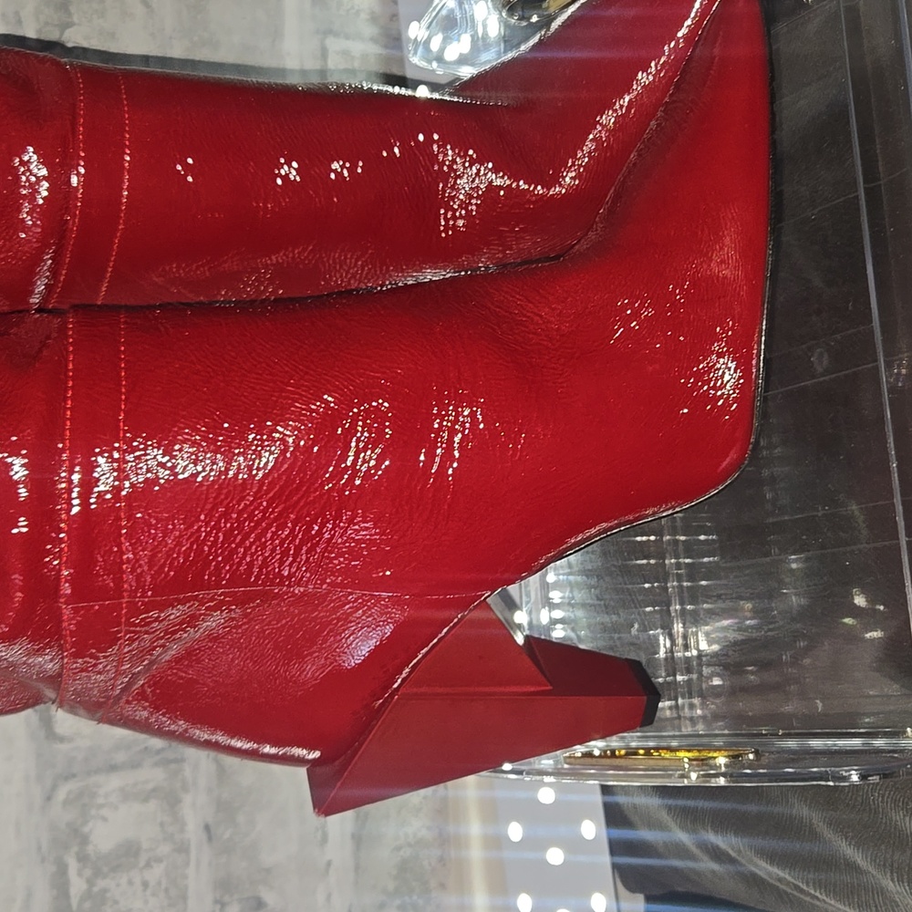 Red Women's Thigh Boots Red Pantent